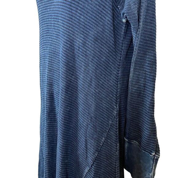 Able Womens Ribbed Blue Long Sleeve Cold Shoulder USA Made Knit Dress sz Large - Picture 9 of 16